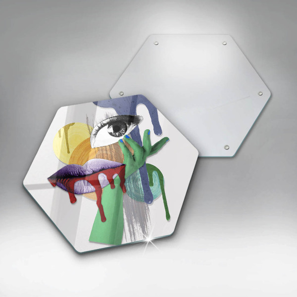 Glass chopping board An abstract art collage