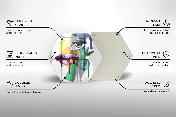 Glass chopping board An abstract art collage