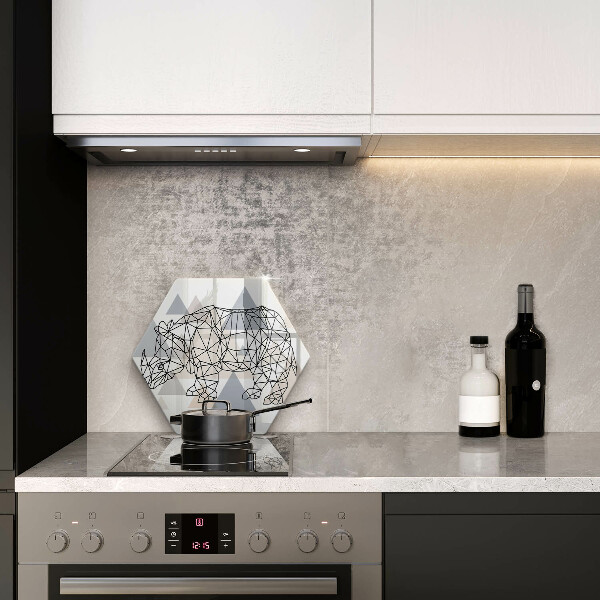 Glass chopping board Line-art rhino