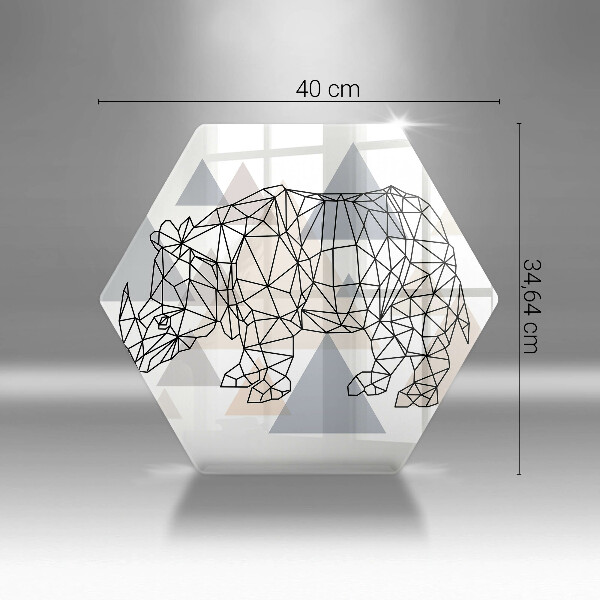 Glass chopping board Line-art rhino