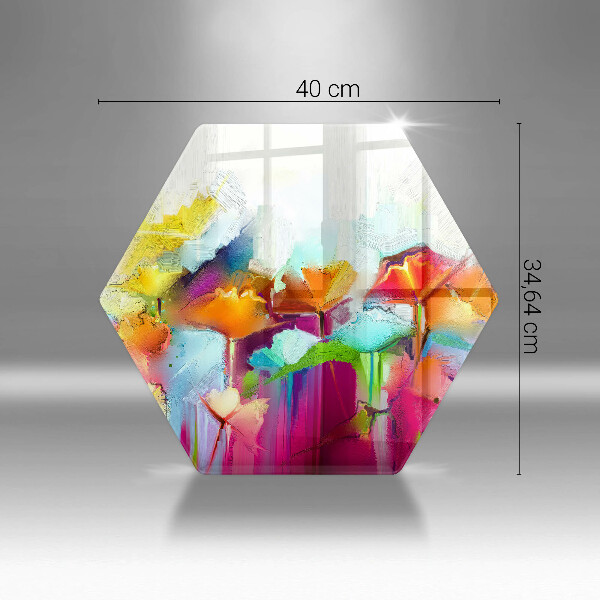 Glass chopping board Flowers painted with paints