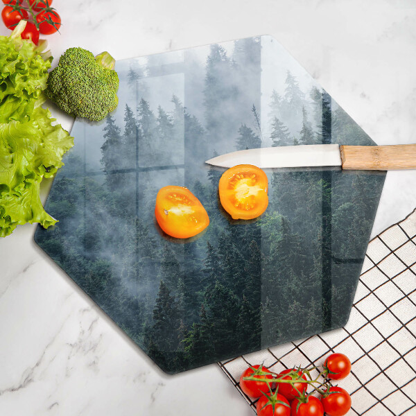 Chopping board Forest of trees and fog