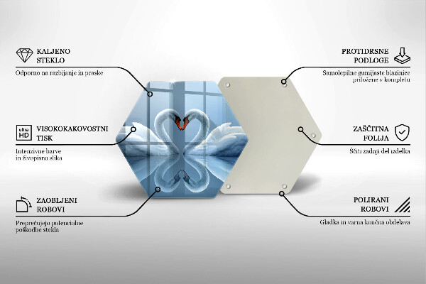 Chopping board Two swans heart