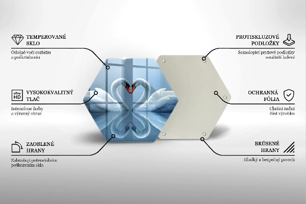 Chopping board Two swans heart