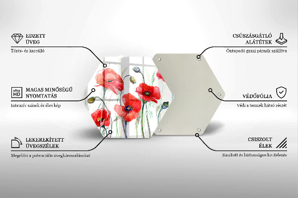 Chopping board Red flowers