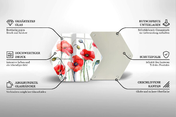 Chopping board Red flowers