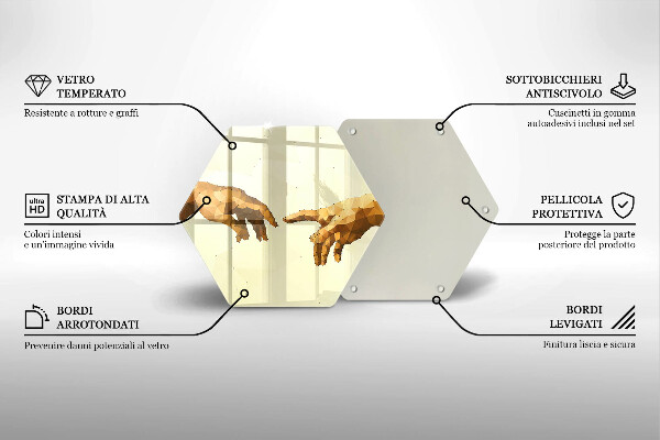 Chopping board glass Creation of Adam hands