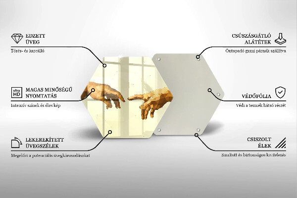 Chopping board glass Creation of Adam hands