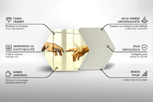 Chopping board glass Creation of Adam hands