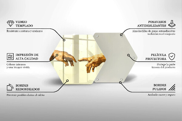 Chopping board glass Creation of Adam hands