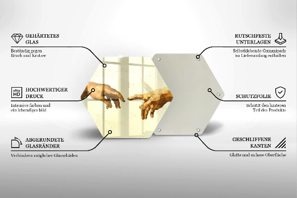 Chopping board glass Creation of Adam hands