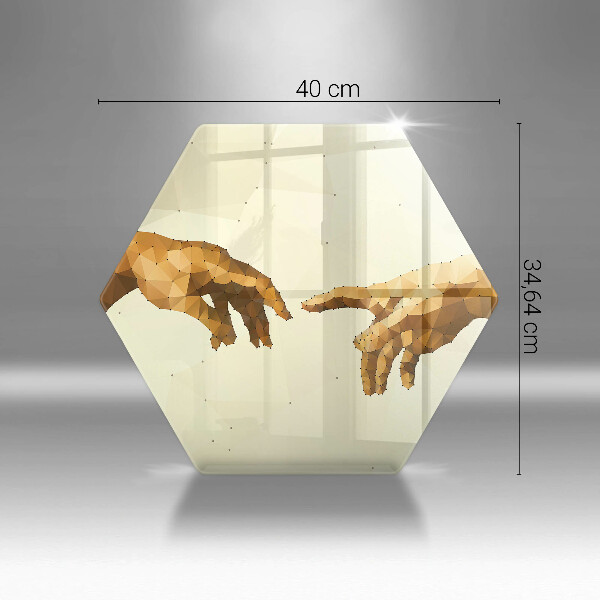 Chopping board glass Creation of Adam hands