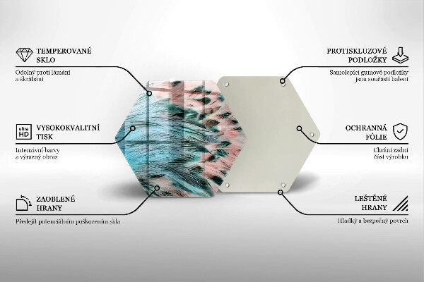 Chopping board glass Boho bird feathers