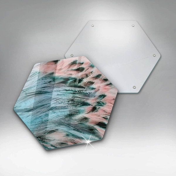 Chopping board glass Boho bird feathers