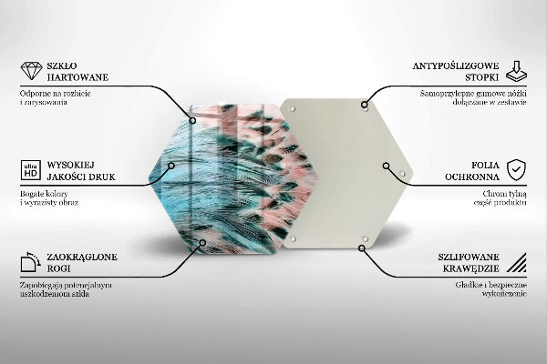 Chopping board glass Boho bird feathers