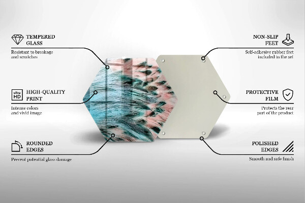 Chopping board glass Boho bird feathers