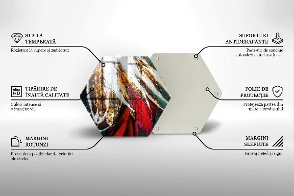 Chopping board glass Boho bird feathers