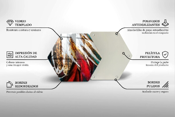 Chopping board glass Boho bird feathers