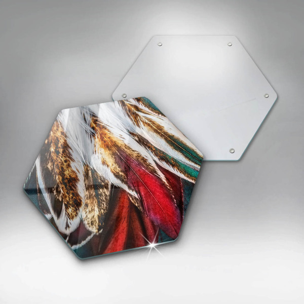 Chopping board glass Boho bird feathers