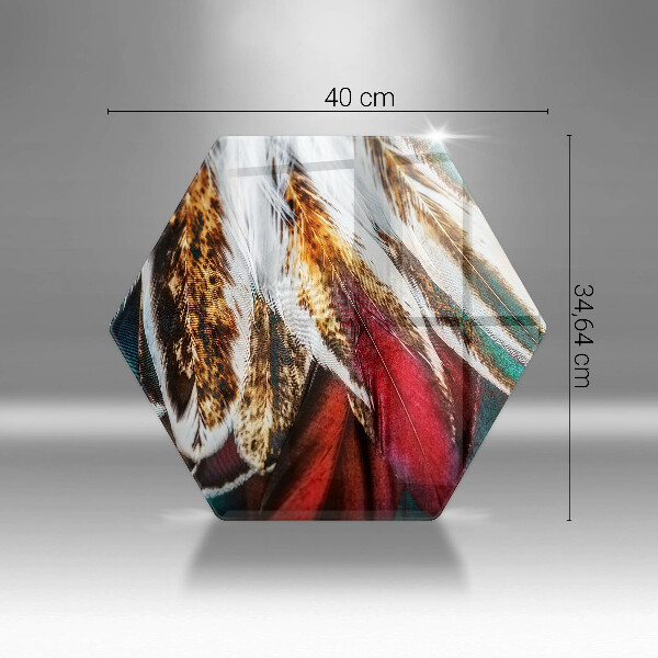 Chopping board glass Boho bird feathers