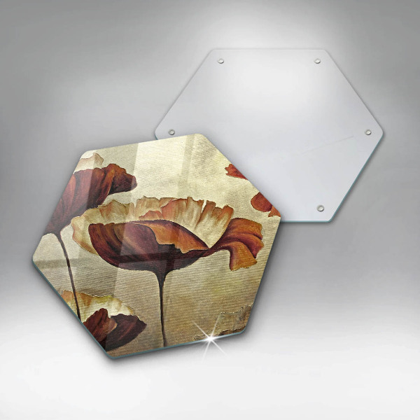 Chopping board glass Painted boho flowers