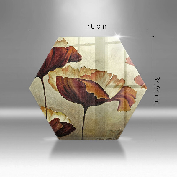 Chopping board glass Painted boho flowers