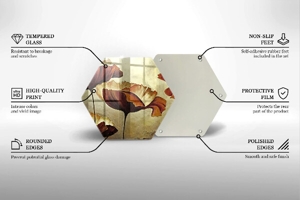 Chopping board glass Painted boho flowers