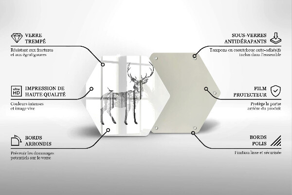 Chopping board glass Illustration of deer and forest