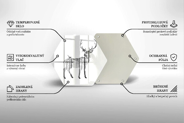 Chopping board glass Illustration of deer and forest