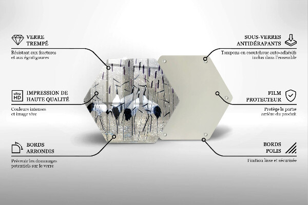 Glass chopping board Japanese cranes
