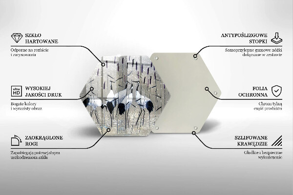 Glass chopping board Japanese cranes