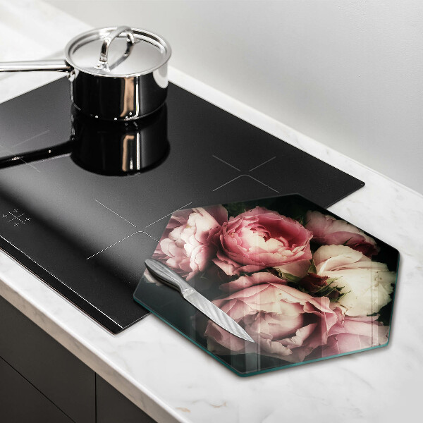 Chopping board Peony flowers