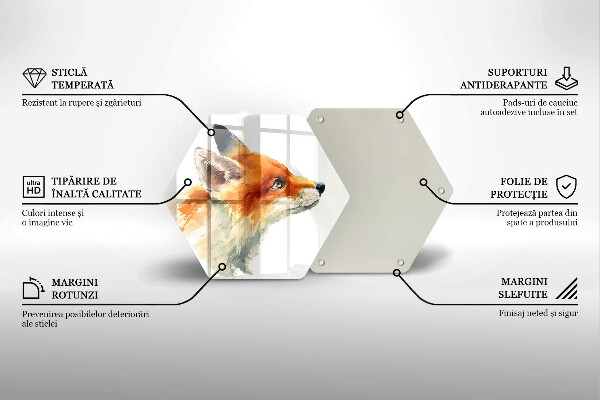 Glass worktop saver Painted fox