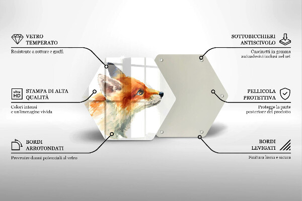 Glass worktop saver Painted fox