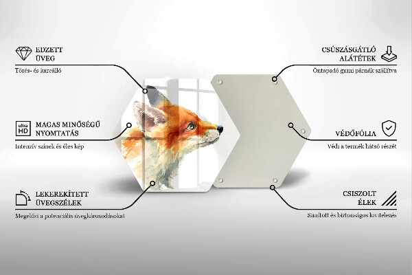 Glass worktop saver Painted fox