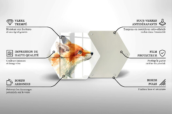 Glass worktop saver Painted fox