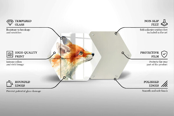 Glass worktop saver Painted fox