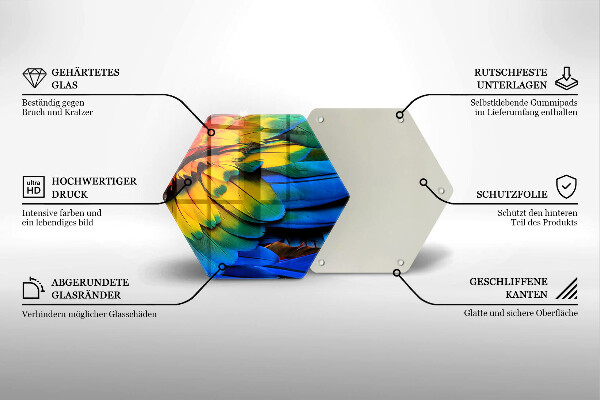 Glass worktop saver Colorful parrots