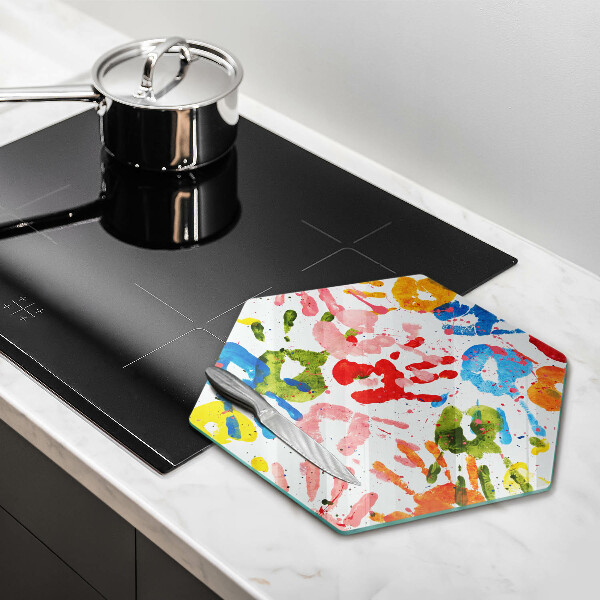 Glass worktop saver Traces of children's hands