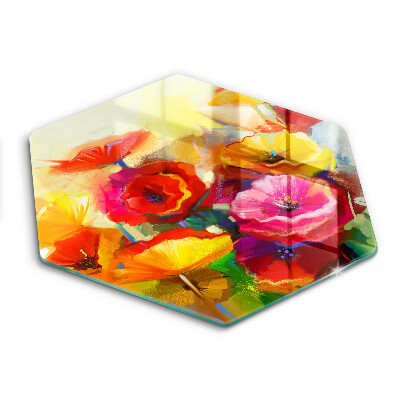 Glass worktop saver Painted colorful flowers