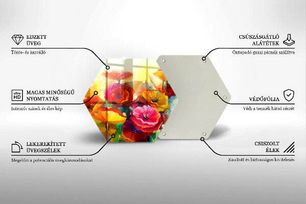 Glass worktop saver Painted colorful flowers