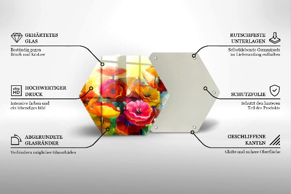 Glass worktop saver Painted colorful flowers