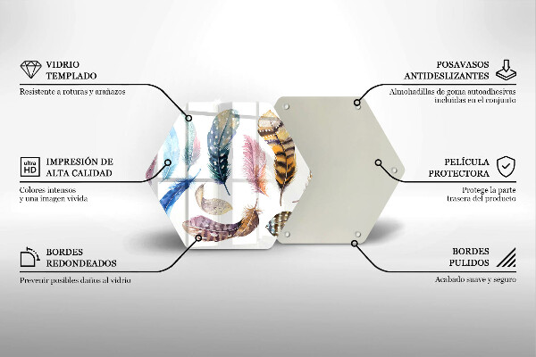 Glass worktop saver Colorful bird feathers