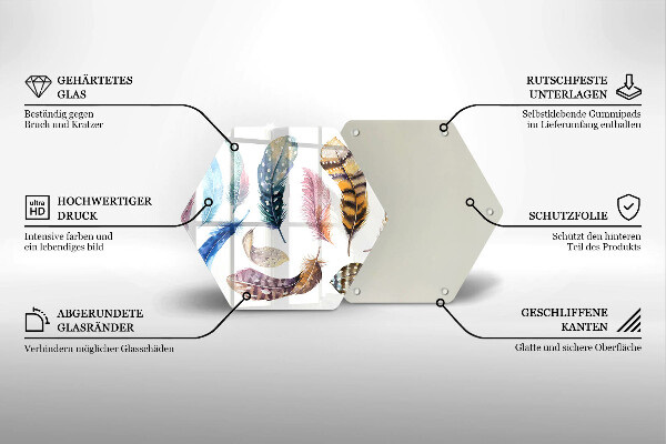 Glass worktop saver Colorful bird feathers