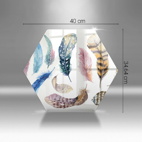 Glass worktop saver Colorful bird feathers