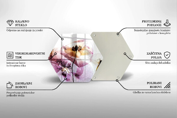 Glass worktop saver Delicate flowers