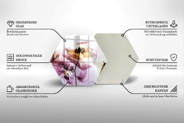 Glass worktop saver Delicate flowers