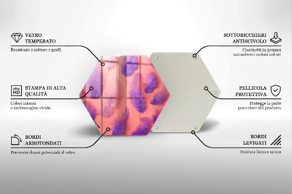 Glass worktop saver Fluffy feathers