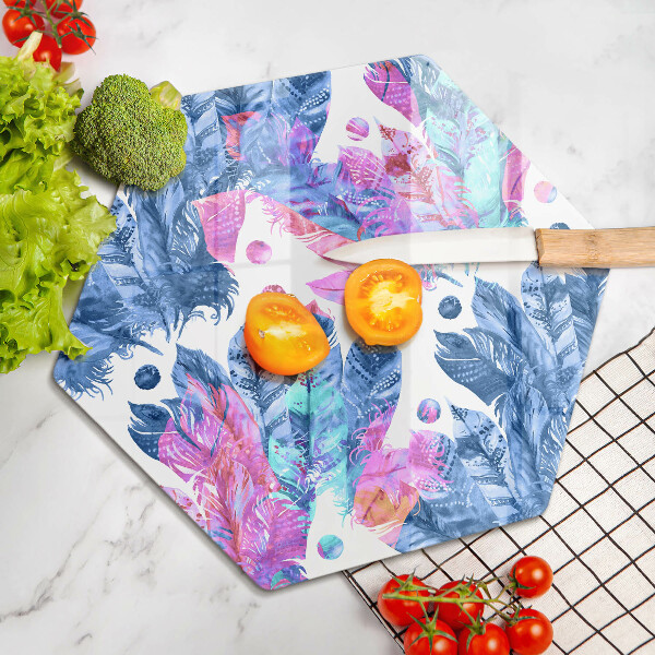 Chopping board Illustration of boho feathers