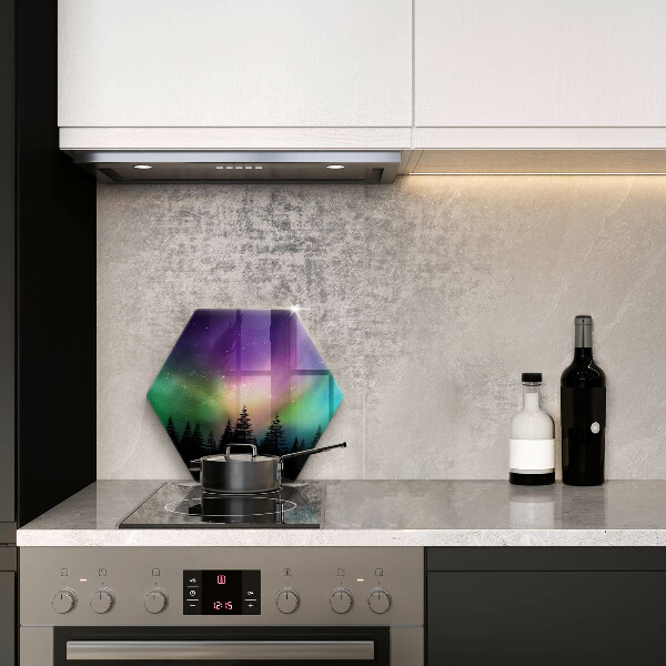 Glass kitchen board Aurora polar and forest